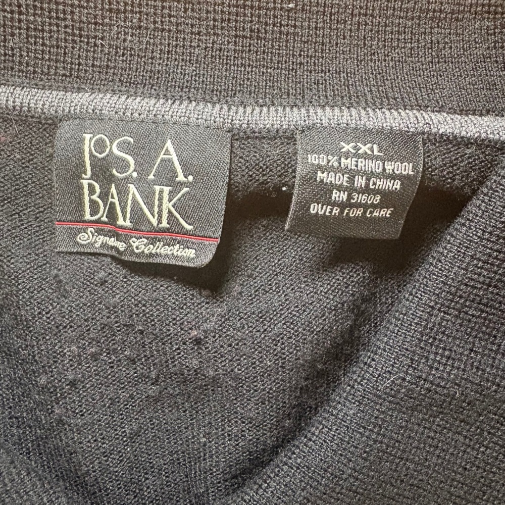 Jos. A. Bank Signature Collection 100% Merino Wool Polo Sweater Black Mens XXL - Picture 2 of 9
